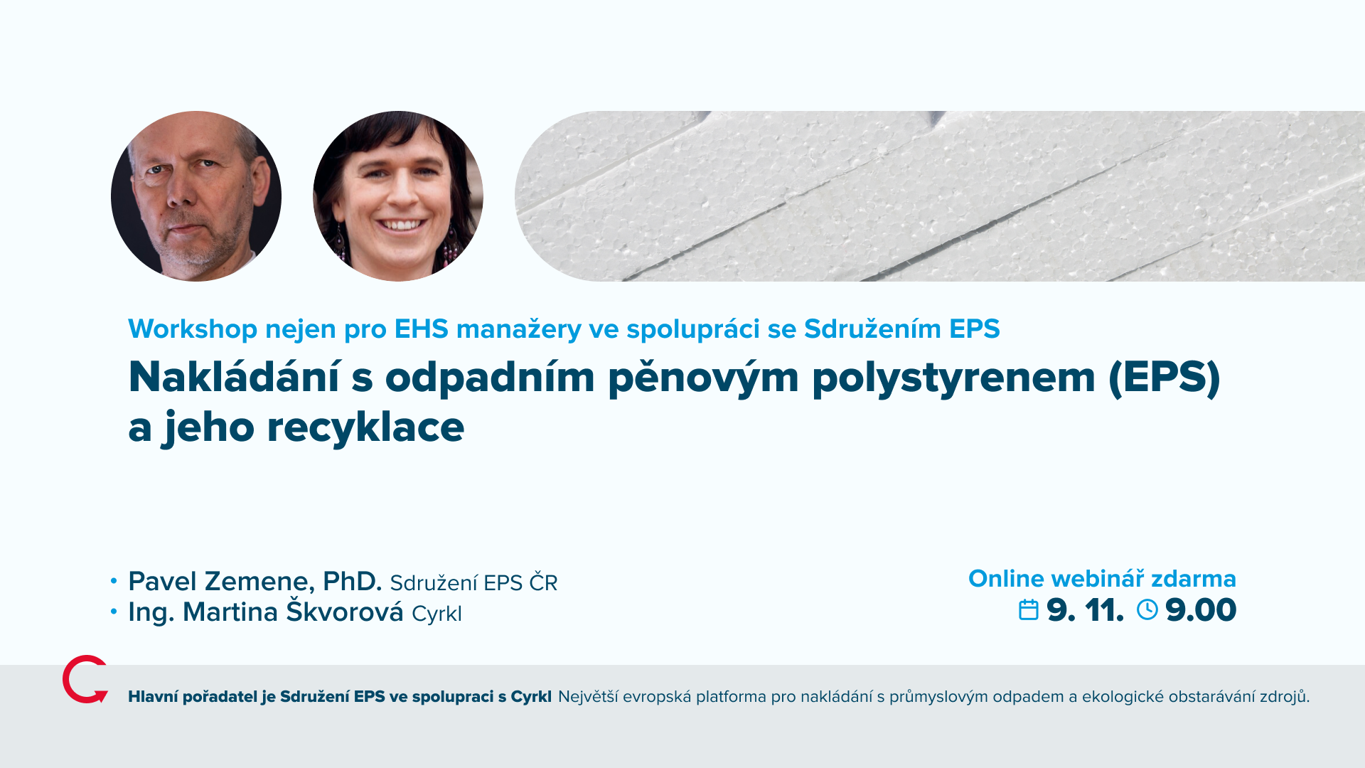 Webinar Nakládání s odpadním pěnovým polystyrenem (EPS) a jeho recyklace